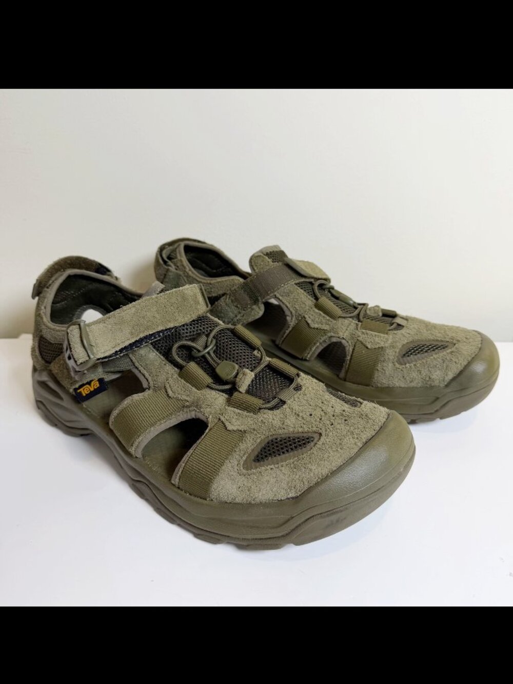 Teva Omnium Suede Mens 13 Sport Hiking Water Shoe Cord Closed Toe Sandals EUC